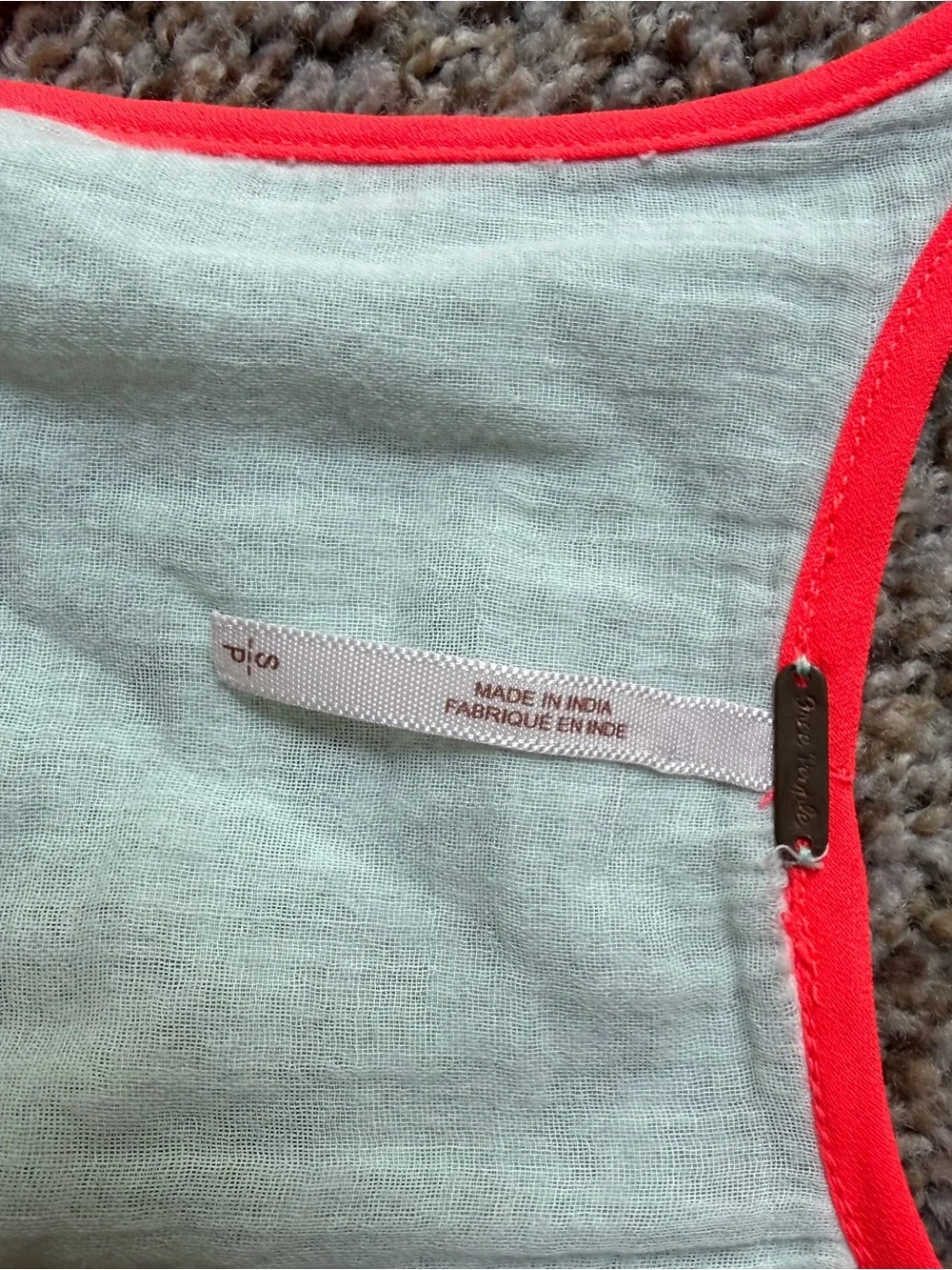Free People Aqua/Mint Green Asymmetrical Slip Dress with Coral Trim